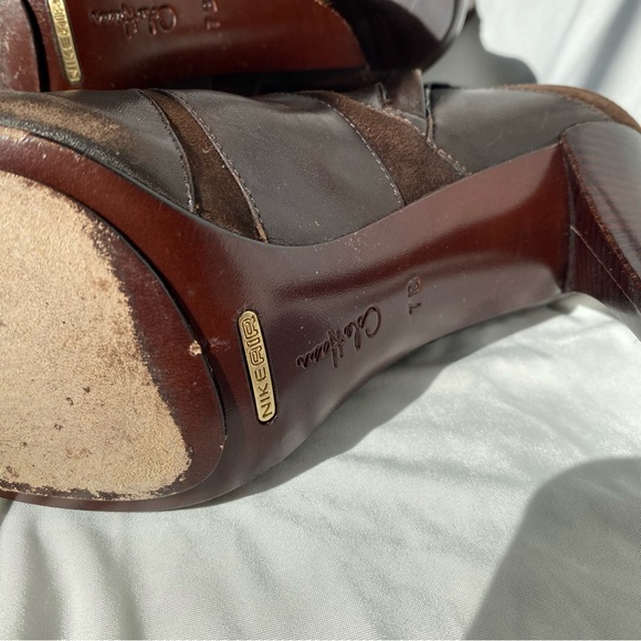 Cole Hann Nike Air Brown Leather & Suede Bootie Heels - Picture 6 of 10